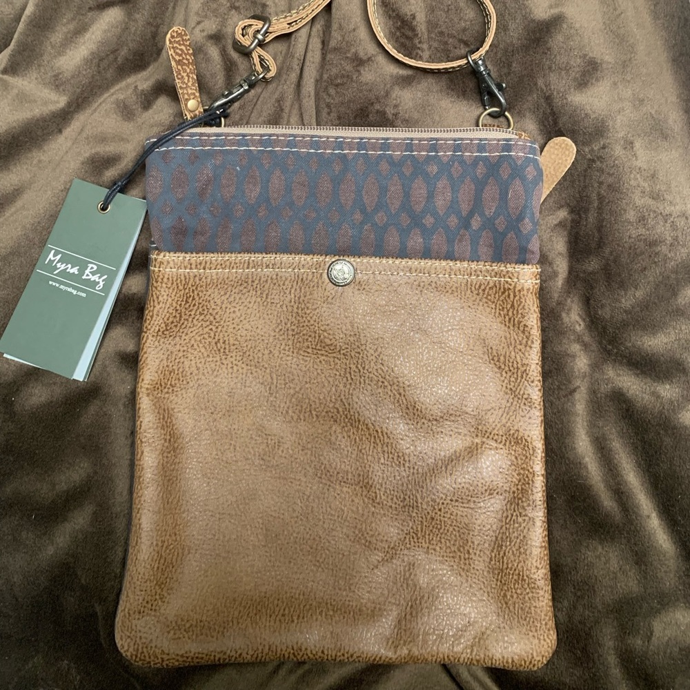 Myra Bag Honey Bee Leather & Canvas Crossbody